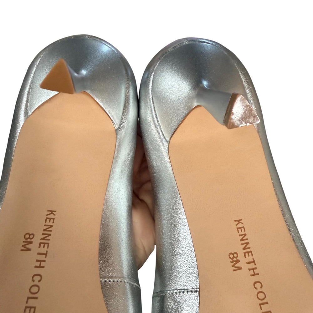 Kenneth Cole Beatrix Pumps Womens 8M‎ Silver Pointed Toe Stiletto Metallic Heels - Picture 6 of 13